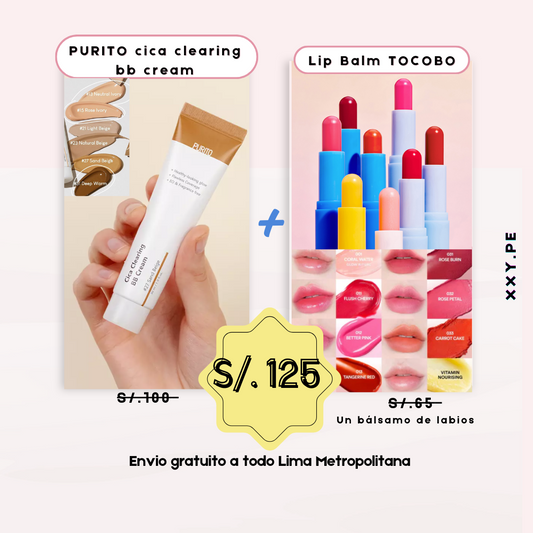 Purito Cica Clearing bb cream + Lip Balm Tocobo